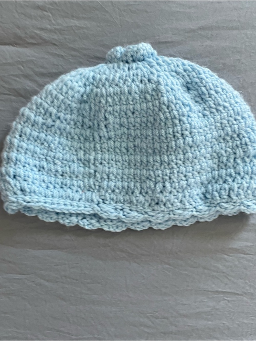 Light Blue Crochet Beanie with Flower handmade - Picture 2 of 5